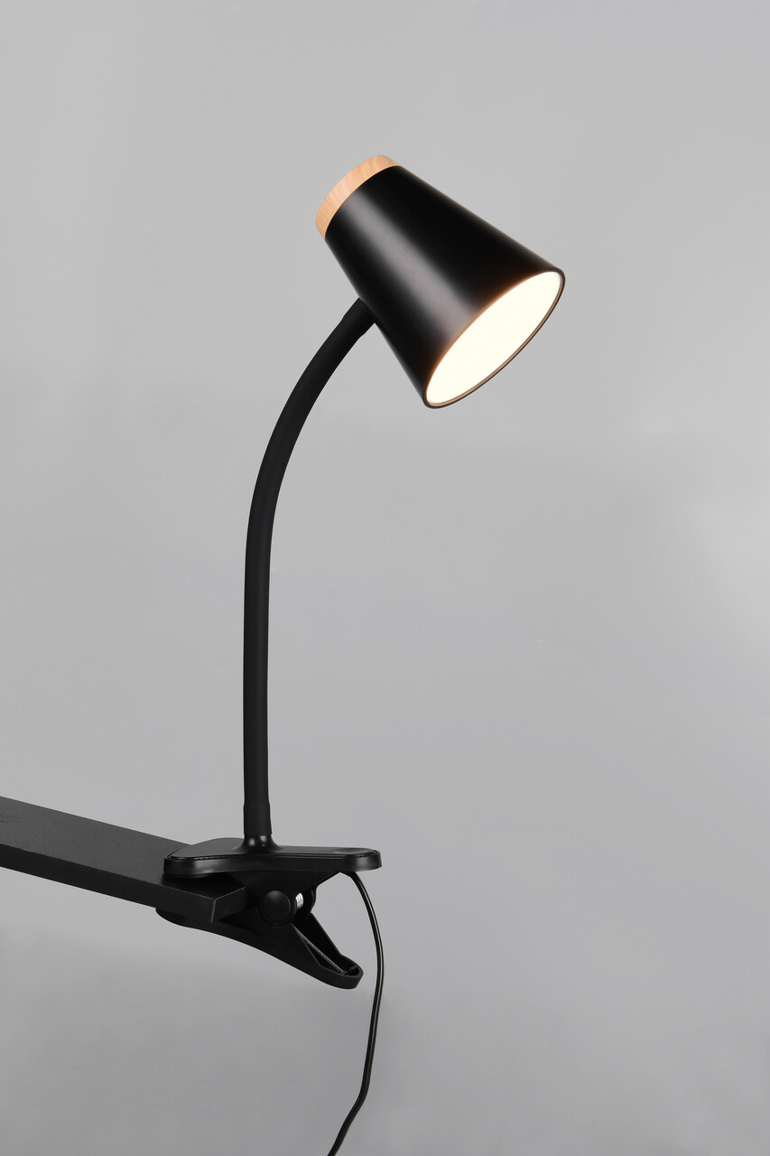 Lampa de masa Pongo, RL, 9.5x33 cm, 4.5W, 1x SMD, plastic, negru/natur - imagine 5